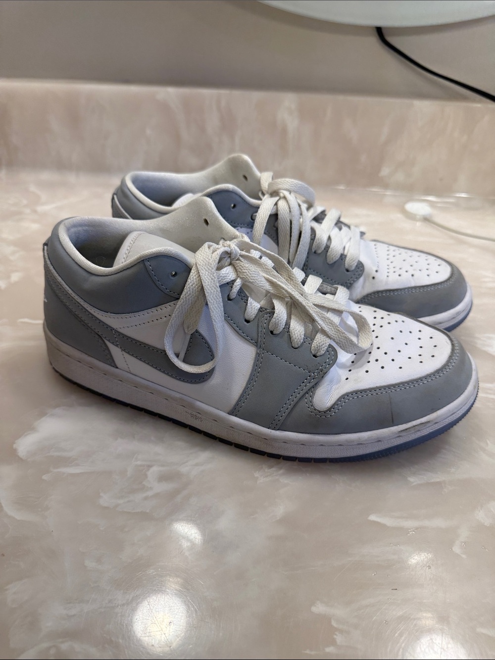 Women’s Jordan Low-Top Casual Sneakers in White and Light Gray